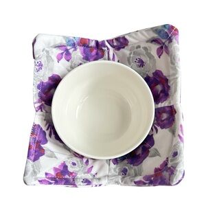 Hand Crafted  Purple Floral Microwave Small Bowl Cozy Reusable Cotton Mug Holder